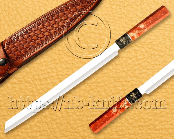 Personalized Stainless Steel Chef Knife | Custom Handmade Kitchen Prosciutto Knife | Mahogany Wood Handle | Leather Sheath | Damascus Pen | Wooden Gift Box