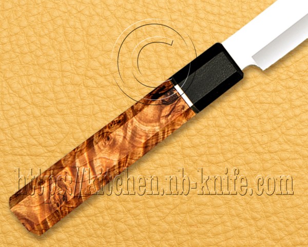 Personalized Stainless Steel Chef Knife | Custom Handmade Kitchen Prosciutto Knife | Koa Wood Handle | Leather Sheath | Damascus Pen | Wooden Gift Box