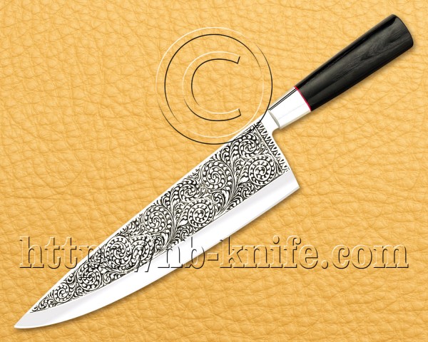 Personalized Engraving Blade Chef Knife | Custom Handmade Kitchen Gyuto Knife | Micarta Handle | Leather Sheath | Damascus Pen | Wooden Gift Box