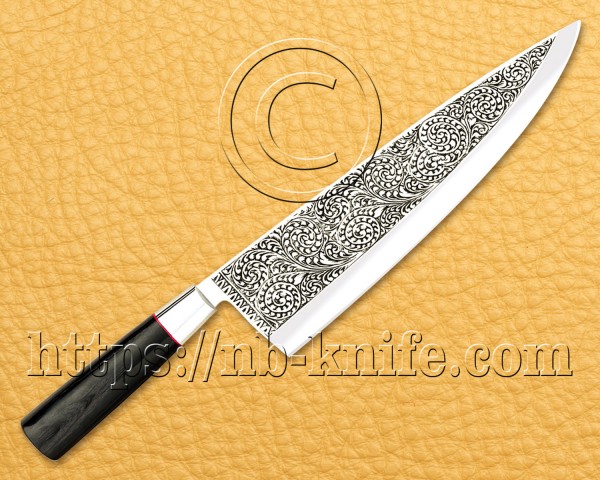 Personalized Engraving Blade Chef Knife | Custom Handmade Kitchen Gyuto Knife | Micarta Handle | Leather Sheath | Damascus Pen | Wooden Gift Box
